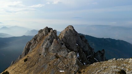 Fototapeta premium mountain top cliff view from above rocky