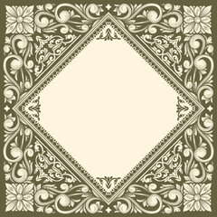 Decorative ornate retro floral blank frame template