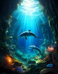 underwater scene with fish
