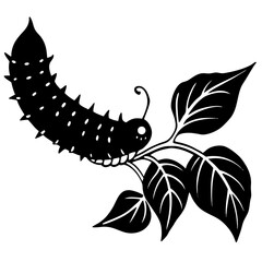 Vector art illustration of a caterpillar on a vine