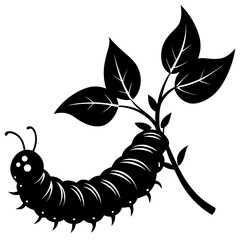 Vector art illustration of a caterpillar on a vine