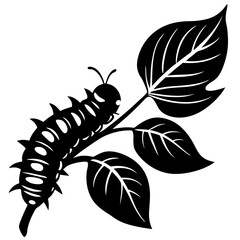 Vector art illustration of a caterpillar on a vine
