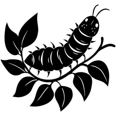 Vector art illustration of a caterpillar on a vine