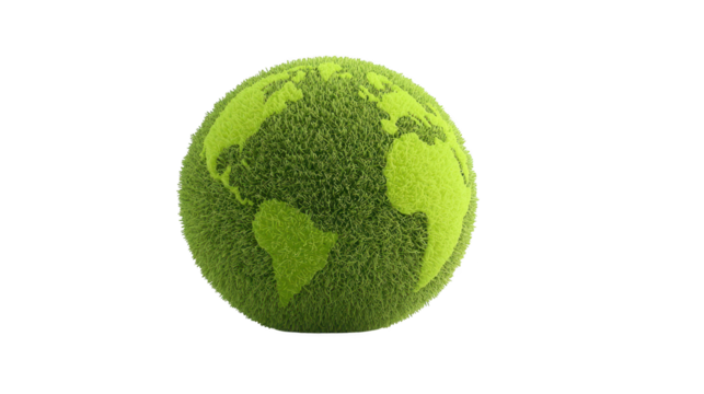 Lush green earth globe with grass texture, a symbol of environmental sustainability and global ecology - Powered by Adobe