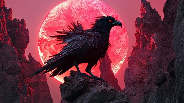 Colorful Cartoon Raven Illustration Surrealist Creature Art in Nature