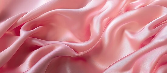 Obraz premium Flowing silk fabric in pink and purple hues with soft folds and glossy sheen, studio lighting creating liquid-like movement and smooth gradient transitions.