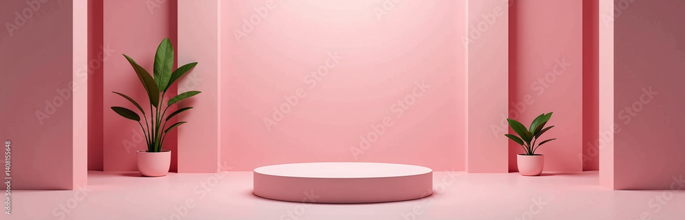 Poster luxurious mockup features a premium, vip, and luxurious setting with a pink background and various c