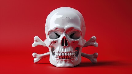 Minimalist Danger Symbol: White Skull and Crossbones Icon Centered