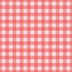 Red gingham seamless pattern. Checkered texture for napkin, blanket and throw. Textile square geometric background.