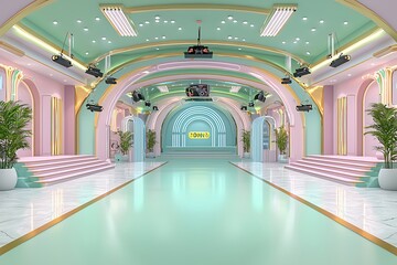 Obraz premium Pastel Hallway Event Space