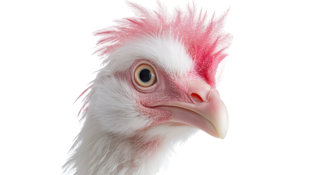 Magnificent white bird with a vibrant pink mohawk crest, stunning closeup portrait