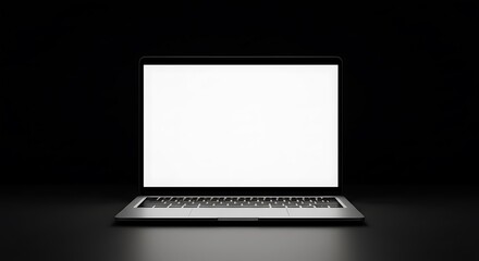 Fototapeta premium Glowing Screen in Darkness: 3D Render of Laptop AI Generated