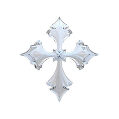 Ornate Silver Cross, Elegant Religious Symbol, 3D Render