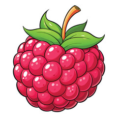Vibrant raspberry illustration with leaves