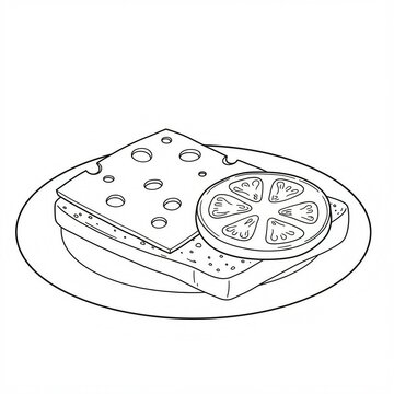 sandwich with cheese and tomato on plate clip art preview