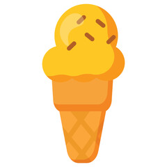 Yellow ice cream cone with chocolate sprinkles. Ideal for summer food design, dessert packaging, kids products, café menu illustrations and sweet-themed projects