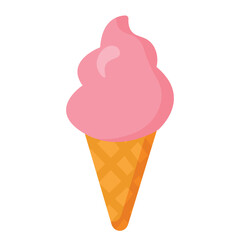 Pink soft serve ice cream in waffle cone, perfect for summer designs, dessert menus, packaging, and food-related visuals