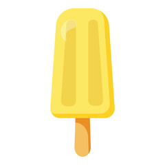 Yellow popsicle illustration with a wooden stick, perfect for summer, food packaging, menus, or children's content design