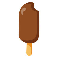 Chocolate ice cream bar with a bite mark, ideal for dessert illustrations, summer themes, and sweet food designs for menus or packaging