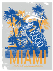 Tropical Surf paradise typography retro funny surf board design
