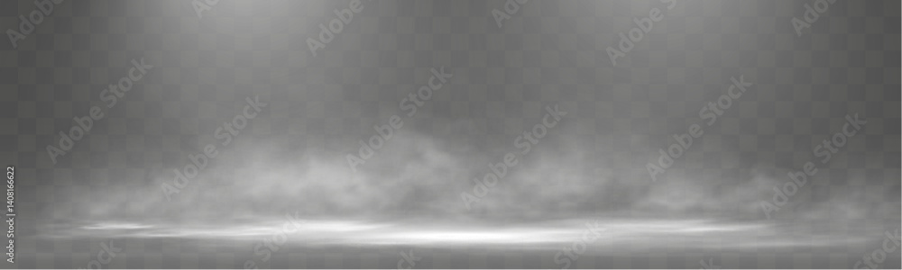 Poster realistic white smoke or mist effect with soft, swirling patterns on a transparent background. perfe