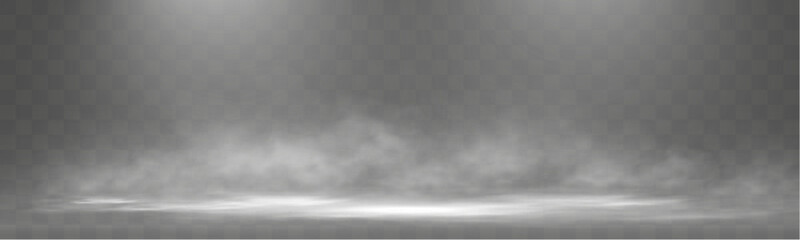 Realistic white smoke or mist effect with soft, swirling patterns on a transparent background. Perfect for overlays and atmospheric designs.	
