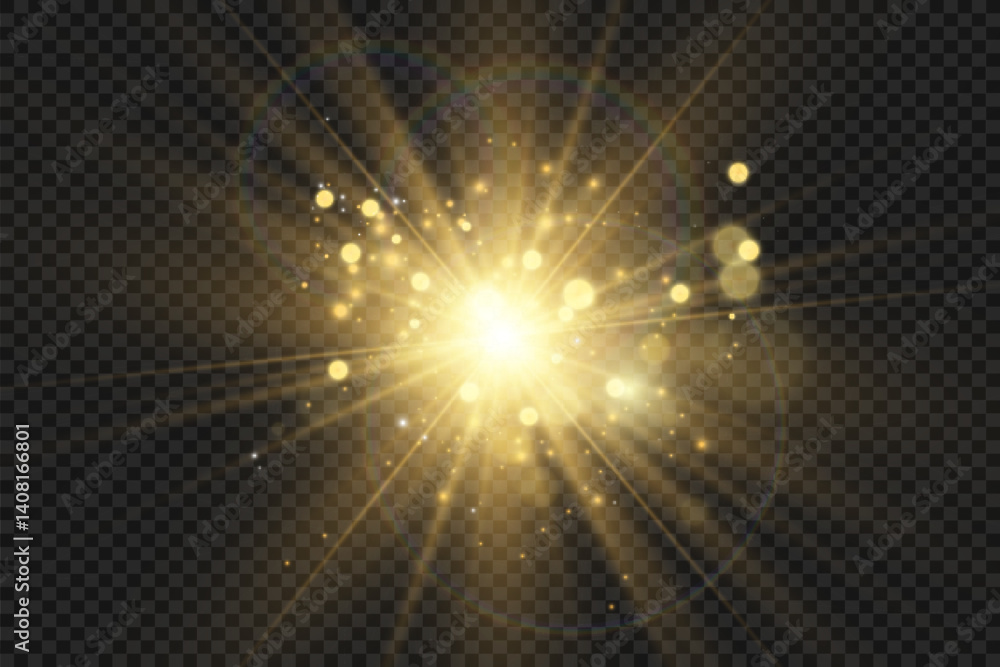 Poster glowing star, sparkle, light streak, and shimmering particle on transparent background for overlays 