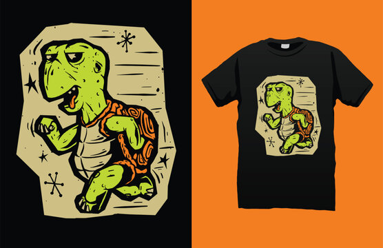 Running turttle t-shirt design