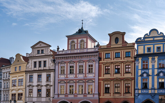 Fototapeta Charming historical architecture of Prague's old buildings