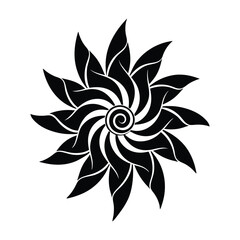 A abstract tribal flower pattern design vector silhouette.