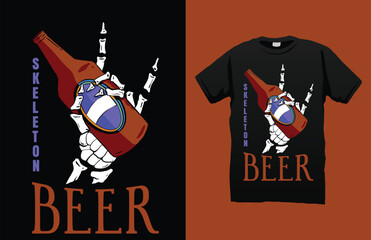 Skeleton holding a beer t-shirt