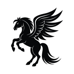 A winged horse silhouette vector art illustration