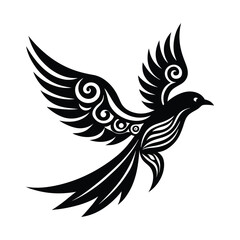 Bird is flying tribal silhouette design vector illustration