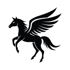 Winged horse silhouette vector art illustration
