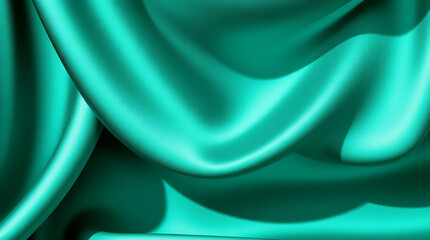Obraz premium Black dark teal jade emerald sea aventurine green abstract background. Silk satin fabric. Glitter shimmer. Color gradient. Line stripe wave shadow. Drapery curtain. Luxury elegant subtle. Blank de