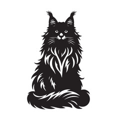 Maine coon line art silhouette vector illustration