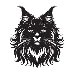 Maine coon line art silhouette vector illustration