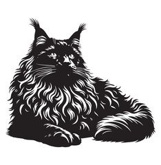 Maine coon line art silhouette vector illustration