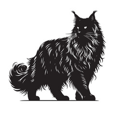 Maine coon line art silhouette vector illustration