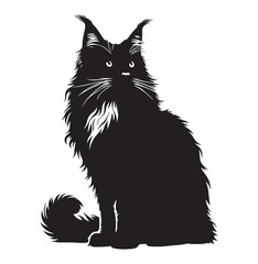 Maine coon line art silhouette vector illustration