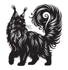 Maine coon line art silhouette vector illustration