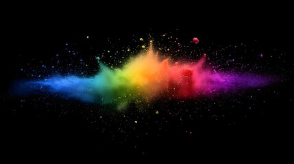 vibrant clash of colorful particles captured on a dark background, representing energy, scientific impact, and motion in an abstract explosion