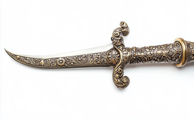 Obraz premium Ornate Claymore with Detailed Hilt Isolated On White Background.