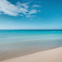 Fototapeta premium A picturesque beach with vibrant blue skies and tranquil water, perfect for a day of sun and leisure