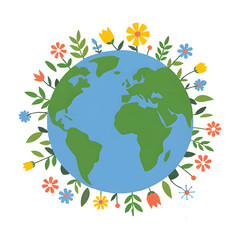 Earth Day Floral Globe – Colorful Planet Surrounded by Flowers