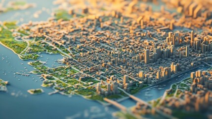 Fototapeta premium A Stunning Aerial View of a Modern Cityscape at Dawn