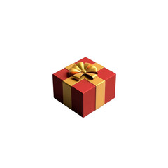 Red and Gold Gift Box with Bow - 3D Render