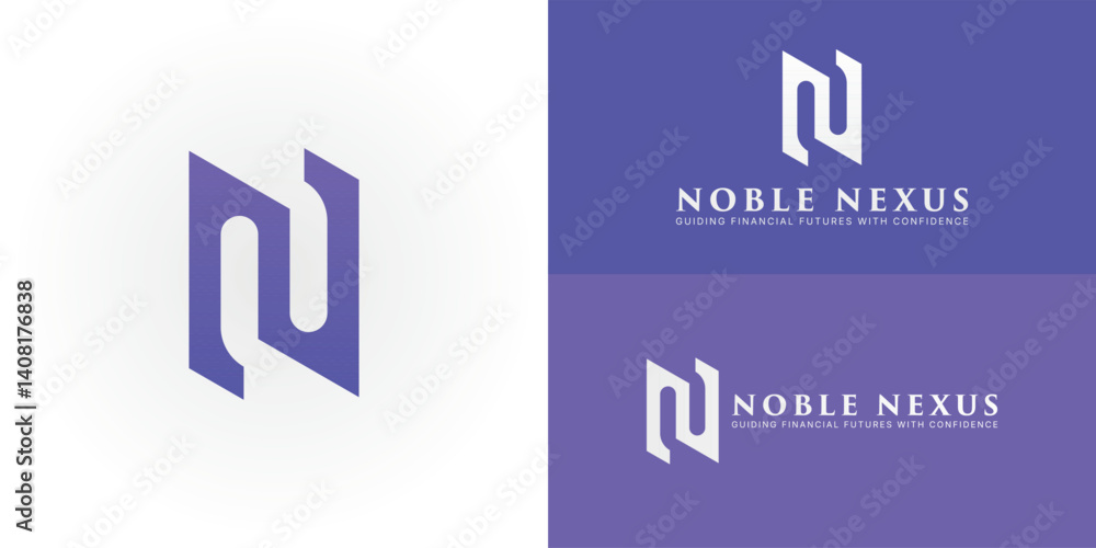 Poster the modern emblem features stylized geometric initials nn in a strong, precise design. specifically 