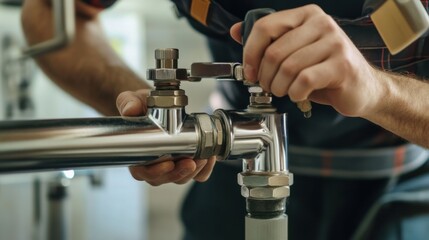 Plumber repairing a hot water pipe in a hotel room. Featuring urgent repairs and plumbing expertise