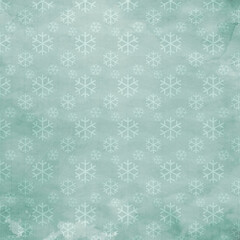 Seamless mint green winter background with white snowflakes and soft watercolor texture, ideal for Christmas wrapping paper, fabric, gift packaging, greeting cards and seasonal designs.